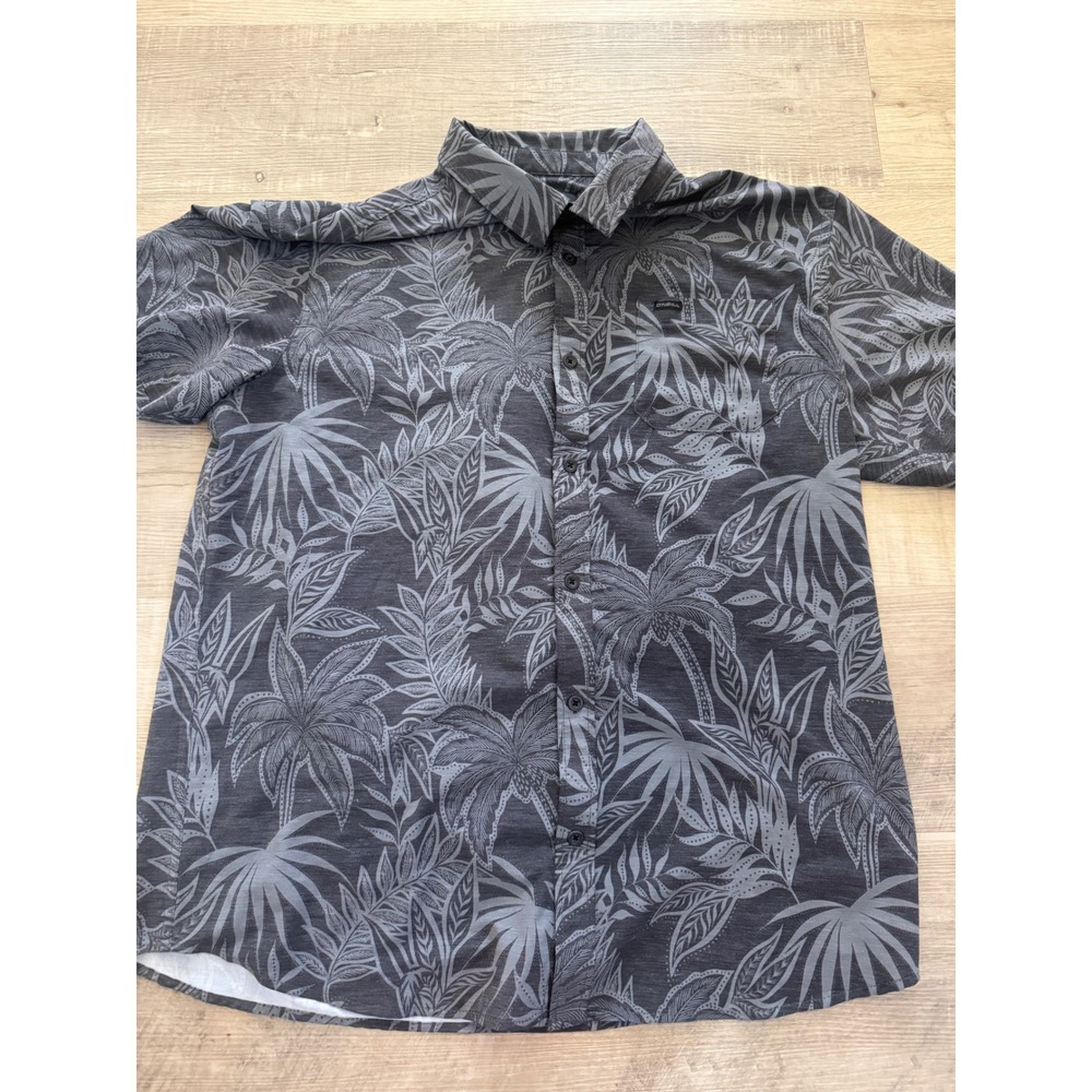 O'Neill TRVLR Series Men's Large Gray Palm Print Short Sleeve Button Up Shirt